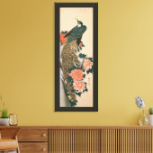 Peacock en pony's van Hiroshige, Japanse kunst Canvas Afdruk (Insitu (Woonkamer))