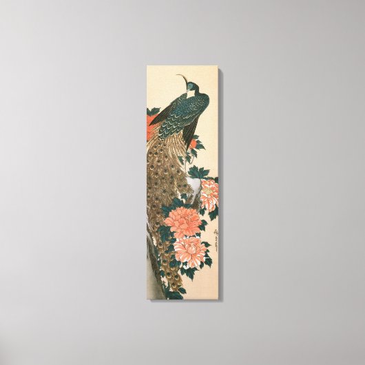 Peacock en pony's van Hiroshige, Japanse kunst Canvas Afdruk (Voorkant)