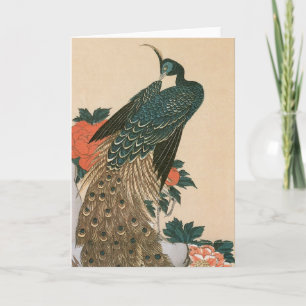 Peacock en pony's van Hiroshige, Japanse kunst Kaart