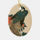 Peacock en pony's van Hiroshige, Japanse kunst Keramisch Ornament (Achterkant)