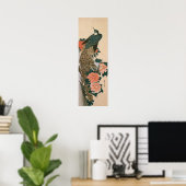 Peacock en pony's van Hiroshige, Japanse kunst Poster (Thuiskantoor)