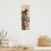 Peacock en pony's van Hiroshige, Japanse kunst Poster (Keuken)