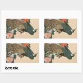Peacock en pony's van Hiroshige, Japanse kunst Rechthoekige Sticker (Vel)
