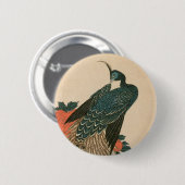 Peacock en pony's van Hiroshige, Japanse kunst Ronde Button 5,7 Cm (Voorkant /achterkant)