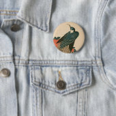 Peacock en pony's van Hiroshige, Japanse kunst Ronde Button 5,7 Cm (In situ)