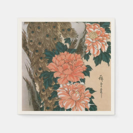 Peacock en pony's van Hiroshige, Japanse kunst Servet