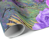 Peacock en Purple Flowers Cadeaupapier (Rol Hoek)