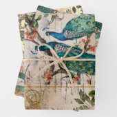 Peacock en Roze Magnolia Langere  Ephemera Inpakpapier Vel (In situ)