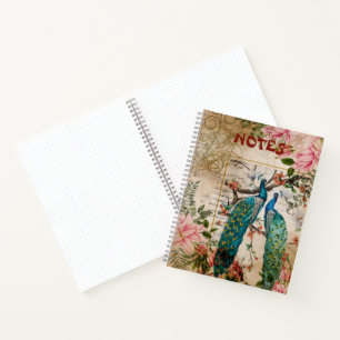Peacock en Roze Magnolia Langere Ephemera Notitieboek