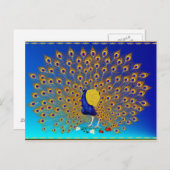 Peacock en Rozen Briefkaart (Voorkant / Achterkant)