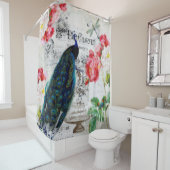 Peacock en rozen douchegordijn (In situ)