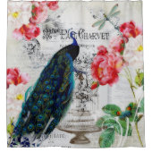 Peacock en rozen douchegordijn (Voorkant)