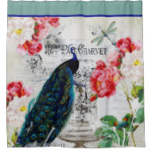 Peacock- en rozen douchegordijn (Voorkant)