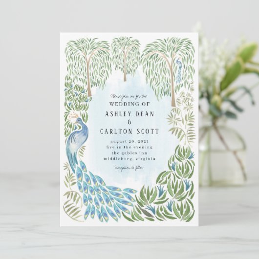 Peacock en uitnodiging tot het wekken van wilde br (Staand voorkant)