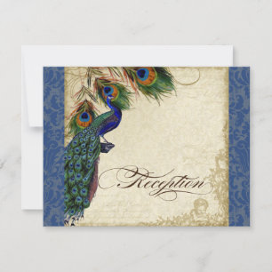 Peacock en Veer Formele Receptie Navy Blue Kaart