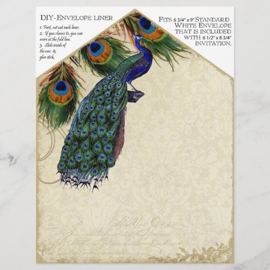 Peacock en veren die passen bij de DIY-enveloppen Flyer (Voorkant)