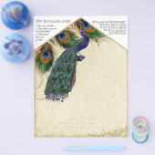 Peacock en veren die passen bij de DIY-enveloppen Flyer (Enkel)