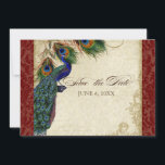Peacock en veren Formaal sparen de Datum Bourgogne Kaart<br><div class="desc">PAPIERSELECTIE: Dit is te zien op basispapier, een andere geweldige keuze zou zijn "metallisch ijs", een schoon wit, gepeld grijs oppervlak. Het zou ook mooi zijn op "Champagne Metallic" linen, vilt of een van de andere keuzes. COLOR PALETTE: diep gebrand rood, tan, crème, koninklijk blauw, groen en roest. ONTWERP: Deze...</div>