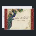 Peacock en veren Formaal sparen de Datum Bourgogne Kaart<br><div class="desc">PAPIERSELECTIE: Dit is te zien op basispapier, een andere geweldige keuze zou zijn "metallisch ijs", een schoon wit, gepeld grijs oppervlak. Het zou ook mooi zijn op "Champagne Metallic" linen, vilt of een van de andere keuzes. COLOR PALETTE: diep gebrand rood, tan, crème, koninklijk blauw, groen en roest. ONTWERP: Deze...</div>