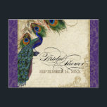 Peacock en veren Formeel Vrijgezellenfeest Paars Uitnodiging Briefkaart<br><div class="desc">PAPIERSELECTIE: Briefkaarten worden afgedrukt op een zeer mooie, zeer zware voorraad die glanzend is aan de voorkant en matte afwerking aan de achterkant. COLOR PALETTE: diep paars, tan, rokerblauw, groen en roest. ONTWERP: Dit antiek , geïnspireerde bruiloft collectie heeft een volledig samenstel van producten en kan in verschillende kleuren worden...</div>