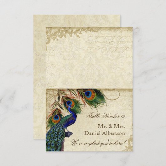 Peacock en veren Formele DIY Folders Tent Kaarten (Voorkant / Achterkant)