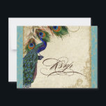 Peacock en veren Formele RSVP-respons Aqua Blue RSVP Kaartje<br><div class="desc">PAPIERSELECTIE: Dit is te zien op basispapier, een andere geweldige keuze zou zijn "metallisch ijs", een schoon wit, gepeld grijs oppervlak. Het zou ook mooi zijn op "Champagne Metallic" linen, vilt of een van de andere keuzes. COLOR PALETTE: aqua blue, tan, royal blue, green, and roest. ONTWERP: Deze antiek geïnspireerde...</div>