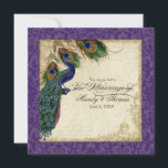 Peacock en veren Plechtige bruiloft Nodig Paars Kaart<br><div class="desc">PAPIERSELECTIE: Dit is te zien op basispapier, een andere geweldige keuze zou zijn "metallisch ijs", een schoon wit, gepeld grijs oppervlak. Het zou ook mooi zijn op "Champagne Metallic" linen, vilt of een van de andere keuzes. COLOR PALETTE: paars, tan, rokerblauw, groen en roest. ONTWERP: Dit antiek , geïnspireerde bruiloft...</div>