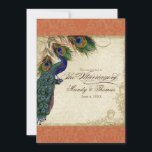 Peacock en veren Plechtige bruiloft Nodig Sinaasap Kaart<br><div class="desc">PAPIERSELECTIE: Dit wordt getoond op basispapier, een andere geweldige keuze zou zijn "metallisch ijs", een schoon wit, parelachtig onderzees oppervlak. Het zou ook mooi zijn op "Champagne Metallic" linen, vilt of een van de andere keuzes. COLOR PALETTE: sinaasappel, tan, crème, koningsblauw, groen en roest. ONTWERP: Dit antiek , geïnspireerde bruiloft...</div>