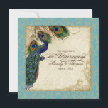 Peacock en veren Plechtige bruiloft Noite Aqua Blu Kaart<br><div class="desc">PAPIERSELECTIE: Dit is te zien op basispapier, een andere geweldige keuze zou zijn "metallisch ijs", een schoon wit, gepeld grijs oppervlak. Het zou ook mooi zijn op "Champagne Metallic" linen, vilt of een van de andere keuzes. COLOR PALETTE: aqua blue, tan, royal blue, green, and roest. ONTWERP: Dit antiek ,...</div>