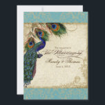 Peacock en veren Plechtige bruiloft Noite Aqua Blu Kaart<br><div class="desc">PAPIERSELECTIE: Dit is te zien op basispapier, een andere geweldige keuze zou zijn "metallisch ijs", een schoon wit, gepeld grijs oppervlak. Het zou ook mooi zijn op "Champagne Metallic" linen, vilt of een van de andere keuzes. COLOR PALETTE: aqua blue, tan, royal blue, green, and roest. ONTWERP: Dit antiek ,...</div>