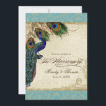 Peacock en veren Plechtige bruiloft Noite Aqua Blu Kaart<br><div class="desc">PAPIERSELECTIE: Dit is te zien op basispapier, een andere geweldige keuze zou zijn "metallisch ijs", een schoon wit, gepeld grijs oppervlak. Het zou ook mooi zijn op "Champagne Metallic" linen, vilt of een van de andere keuzes. COLOR PALETTE: aqua blue, azure, tan, crème, koningsblauw, groen en roest. ONTWERP: Dit antiek...</div>