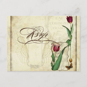 Peacock en veren Plechtige bruiloft RSVP Reactie Uitnodiging Briefkaart