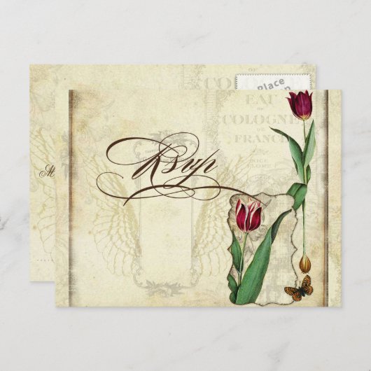 Peacock en veren Plechtige bruiloft RSVP Reactie Uitnodiging Briefkaart (Voorkant / Achterkant)