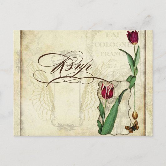 Peacock en veren Plechtige bruiloft RSVP Reactie Uitnodiging Briefkaart (Voorkant)