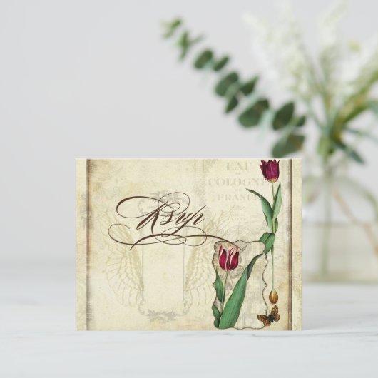 Peacock en veren Plechtige bruiloft RSVP Reactie Uitnodiging Briefkaart (Staand voorkant)