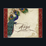 Peacock en veren Plechtige bruiloft RSVP Reactie Uitnodiging Briefkaart<br><div class="desc">PAPIEREN SELECTIE: Briefkaarten worden afgedrukt op een zeer mooi, zwaar karton dat glanzend is aan de voorzijde en mat aan de achterzijde. KLEURENPALET: diep bordeauxrood, bruin, crème koningsblauw, groen en roest. ONTWERP: overeenkomende RSVP Response Kaart. Er is een handgeschreven kalligrafie lettertype RSVP op de voorkant van dit ontwerp. Dit antiek...</div>