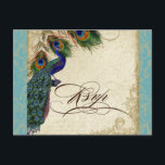 Peacock en veren Plechtige bruiloft RSVP Reactie Uitnodiging Briefkaart<br><div class="desc">PAPIEREN SELECTIE: Briefkaarten zijn gedrukt op een zeer mooi, zwaar karton dat glanzend is aan de voorzijde en mat aan de achterzijde. KLEUR PALET: aqua blauw, tan, crème koningsblauw, groen en roest. ONTWERP: Matching RSVP Response Kaart. Aan de voorkant van dit ontwerp bevindt zich een met de hand geletterd RSVP-lettertype...</div>