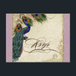 Peacock en veren Plechtige bruiloft RSVP Reactie Uitnodiging Briefkaart<br><div class="desc">PAPIERSELECTIE: Briefkaarten zijn bedrukt op een heel mooie, zware kartonnen voorraad die glanzend is aan de voorkant en op de achterkant. KLEUR PALETTE: lavender, lila, tan, royal blue, green, and roest. DESIGN: Overeenkomende RSVP-reactiekaart. Op de voorzijde van dit ontwerp staat een handletterlettertype RSVP met lettertekens. Dit antiek , geïnspireerde bruiloft...</div>