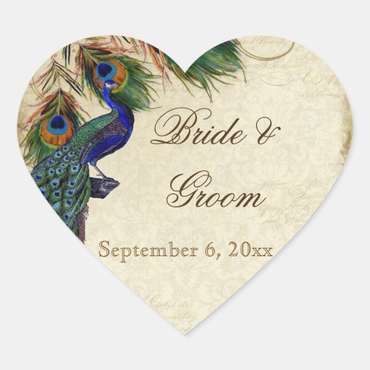 Peacock en veren Plechtige Labels voor zegels (Voorkant)