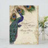 Peacock en Vrijgezellenfeest van veren Kaart (Staand voorkant)