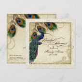 Peacock en Vrijgezellenfeest van veren nodigen Cre Kaart (Voorkant / Achterkant)