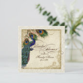 Peacock en Vrijgezellenfeest van veren nodigen Cre Kaart (Staand voorkant)