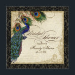 Peacock en Vrijgezellenfeest van veren Noite Black Kaart<br><div class="desc">PAPIERSELECTIE: Dit is te zien op "basispapier", een andere geweldige keuze zou zijn "metallisch ijs", een schoon wit, gepegyleerd schimmeloppervlak. Het zou ook mooi zijn op "Champagne Metallic" linen, vilt of een van de andere keuzes. KLEUR PALETTE: zwart, bruin, roomkoninklijk blauw, groen en roest. DESIGN: Dit antiek , geïnspireerde bruiloft...</div>