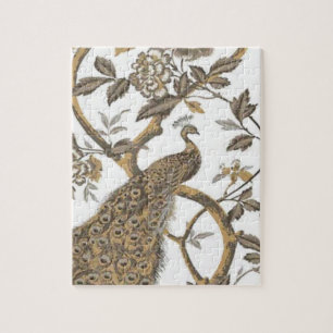 Peacock en witte rozen legpuzzel