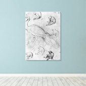 Peacock en zes apen canvas afdruk (Insitu (Houten vloer))