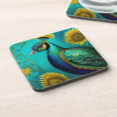 Peacock en Zonnebloem Hard Plastic Onderzetter (Linkerzijde)