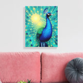 Peacock Energies in Bloom – Premium Wrapped Canvas Afdruk (Insitu (Woonkamer))