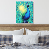 Peacock Energies in Bloom – Premium Wrapped Canvas Afdruk (Insitu (Slaapkamer))