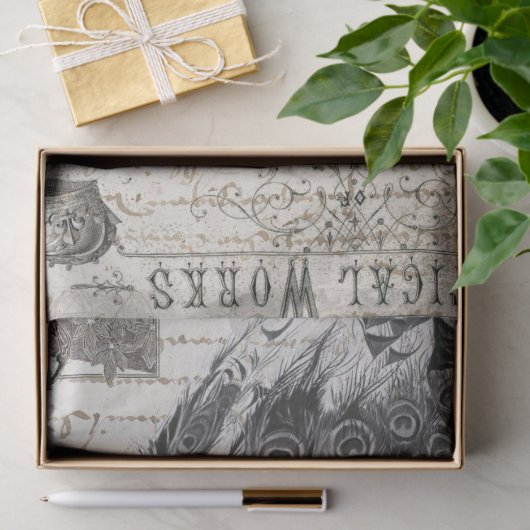 Peacock Ephemera Collage Tissuepapier (Geschenk)