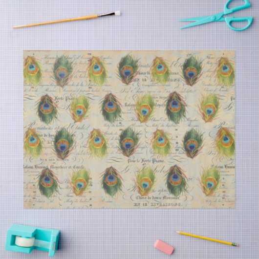 Peacock Ephemera Complimentary Decoupage Paper Tissuepapier (Craft)